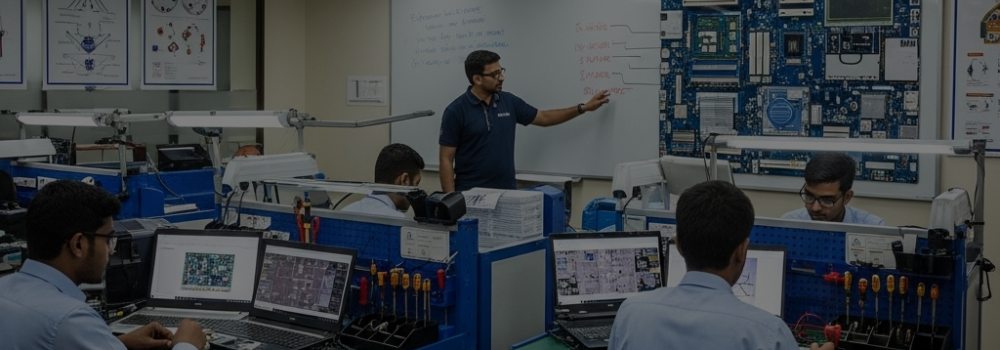 Students learning electronics